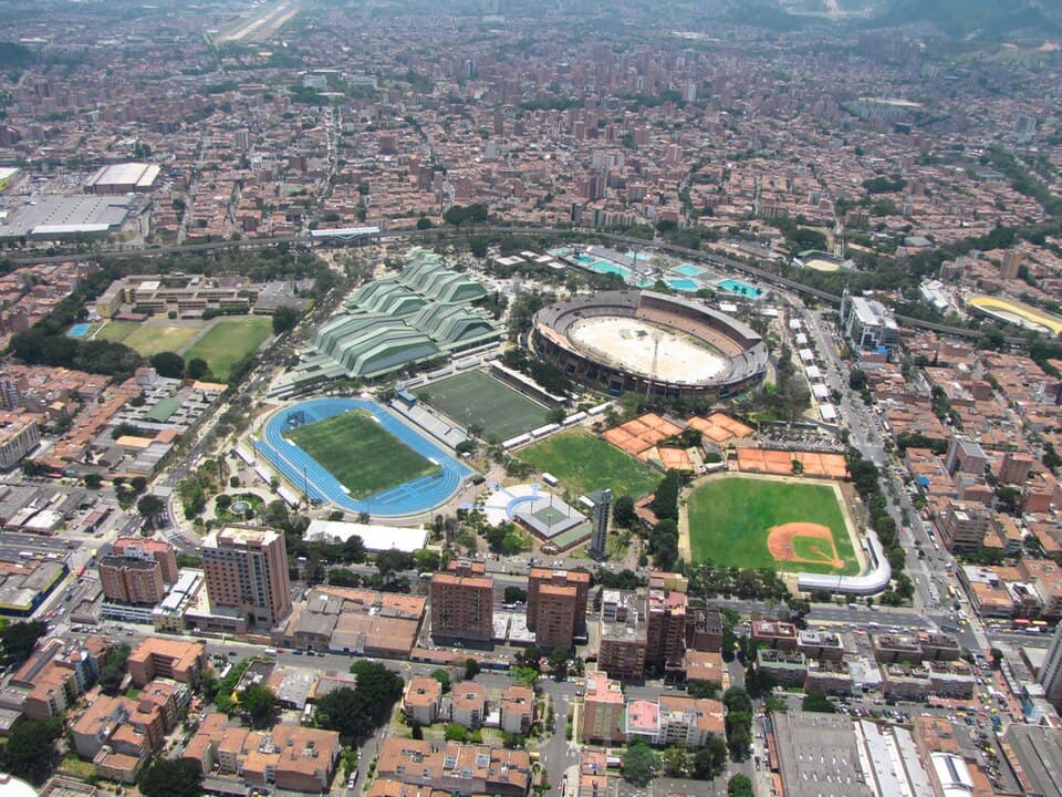 A football stadium before the match between Independiente Medellín and Independiente Santa Fe