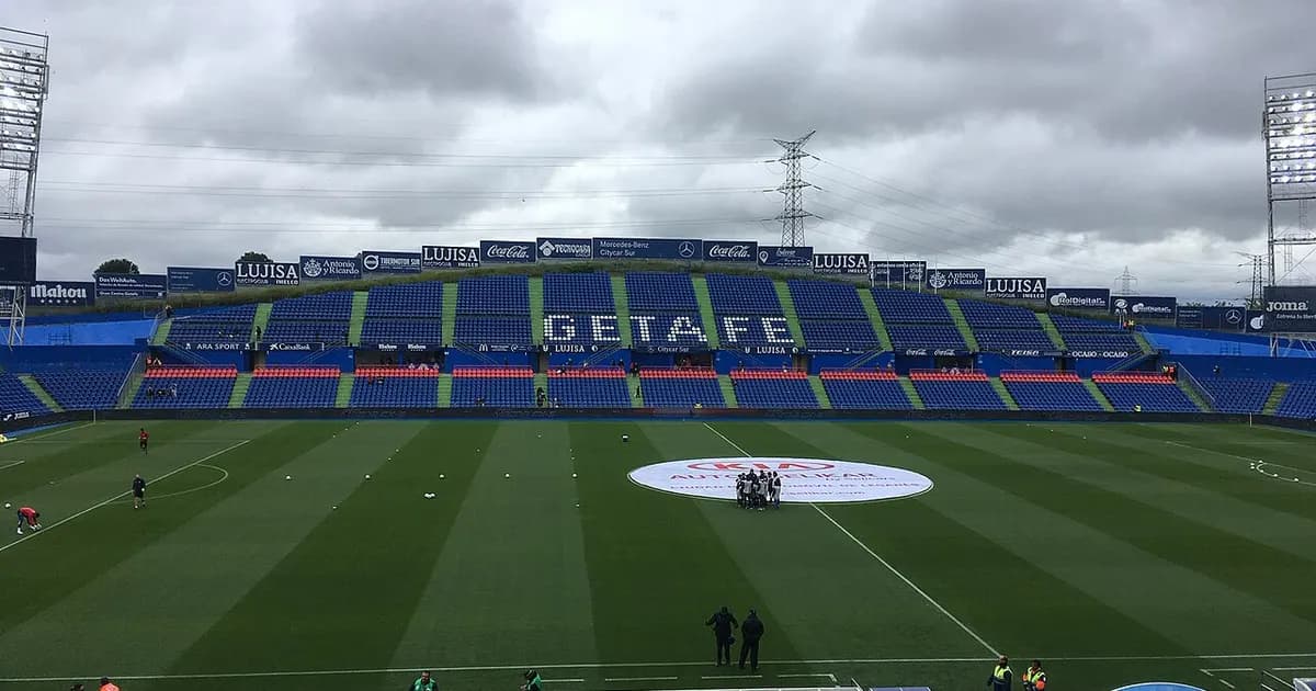 General view of the Estadio Coliseum pitch and stands ahead of kickoff