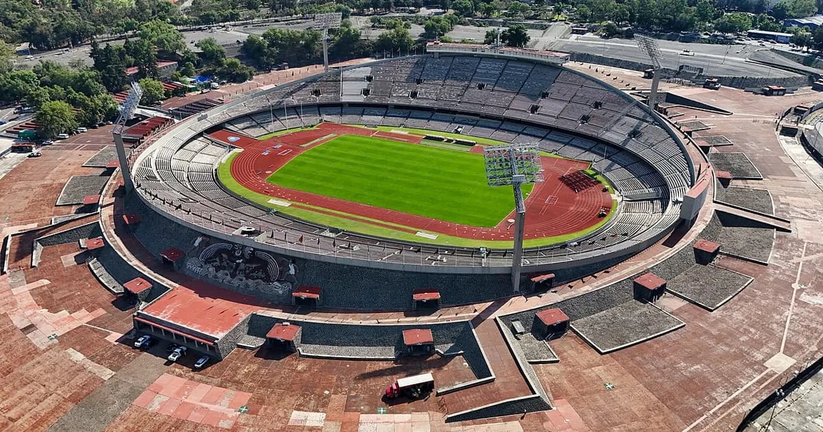 Blick auf das leere Estadio Olímpico Universitario kurz vor Anpfiff des Spiels zwischen Pumas und Atlético de San Luis